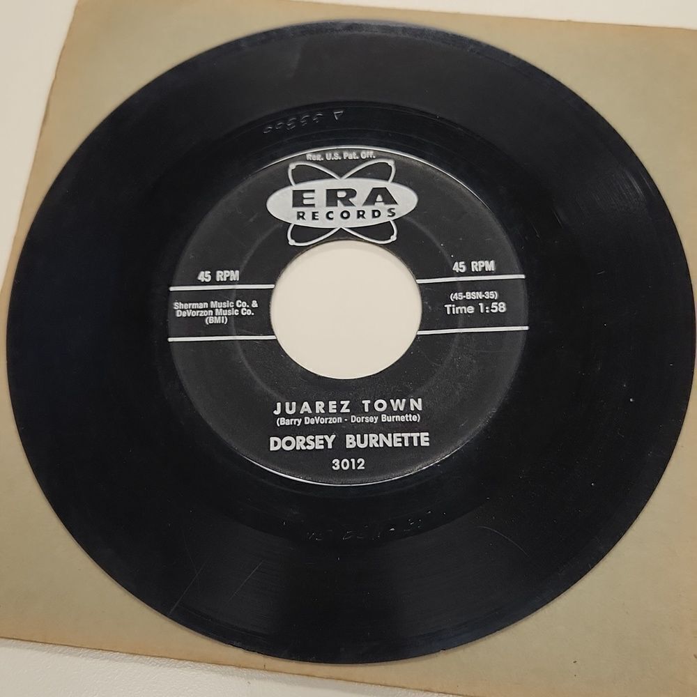 Dorsey Burnette Tall Oak Tree Juarez Town 45 RPM Vinyl Record